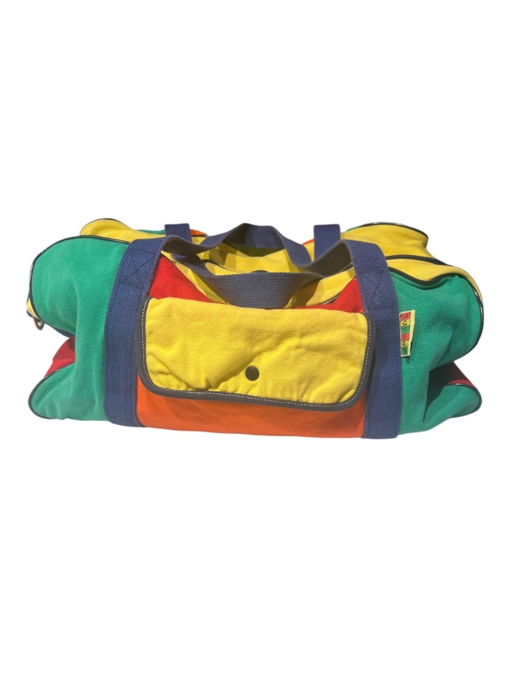 Vintage Action Primary Colour Colourblock Sporty Gym Canvas Duffle Overnight Bag